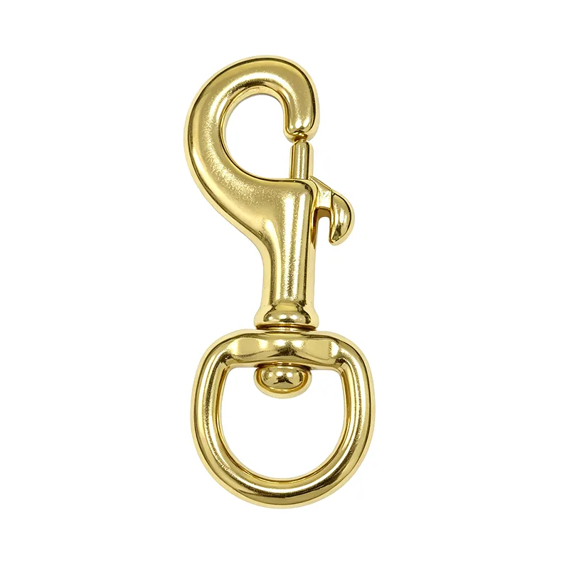 Brass Plated 1-1/8" x 4-7/16" Malleable Iron Swivel Eye Bolt Snap